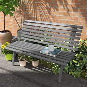 Panca esterna leggera in alluminio grigio con sedile a doghe per Patio moderno o aree del parco - Product Image 2