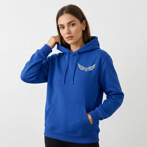 Sudadera con Capucha Azul Rey para Hombre con Logotipo de Alas Estampado en la Parte Delantera, Corte Regular, Informal, de Forro Polar - Product Image 5