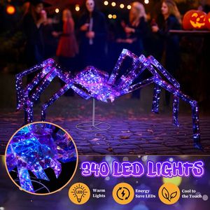 Decorazioni di Halloween a forma di ragno iridescente illuminato da 3FT per esterni, resistenti alle intemperie, pre-illuminato - Product Image 6