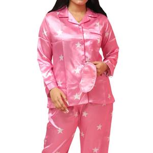 Ensemble de pyjama pour femmes à manches longues, couleur rose clair, imprimé uni, longueur intégrale, doux, écologique, lavable en machine, vêtements de nuit classiques - Product Image 2