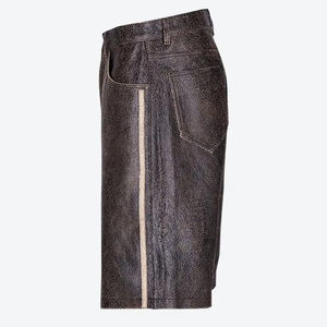 <b>Men</b> Black Genuine Leather <b>Slim</b> <b>Fit</b> High Quality <b>Shorts</b> Professional Manufacturers Made <b>Men</b> Leather <b>Shorts</b> - Product Image 2