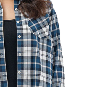 Camisa de Franela para Mujer, Corte Regular, Diseño Liso, Mangas Anchas, Cierre de Botones, Ecológica, Secado Rápido, Anti-Pilling, 100% Algodón - Product Image 2