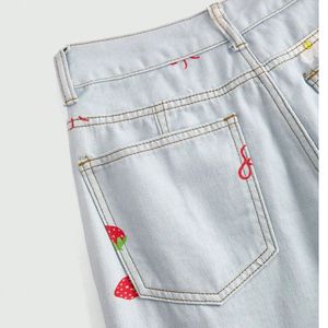 Jeans de Pierna Ancha Bordados Personalizados para Mujer, Pantalones Vaqueros Rectos de Cintura Alta, Moda Y2K, Fabricante Mayorista OEM ODM - Product Image 4