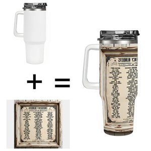 Vaso Personalizado de Acero Inoxidable de 40 oz con Diseño de Números de Emergencia para Uso Corporativo - Product Image 1