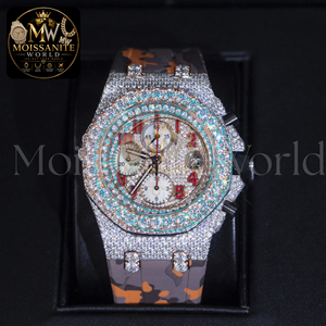Luxury Limited Edition <b>Men's</b> Quartz Analog <b>Watch</b> Full Pave VVS Moissanite Stones Stainless Steel Chronograph <b>Watch</b> <b>For</b> Party - Product Image 4