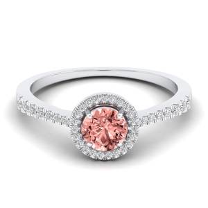 แหวนแต่งงาน REYES แบบสั่งทำพิเศษ ทองคำแท้ 14K ประดับเพชรทรงกลมเจียระไนแบบบริลเลียนต์ 0.84 กะรัต พร้อมพลอยมอร์แกไนต์ สำหรับผู้หญิง - Product Image 5