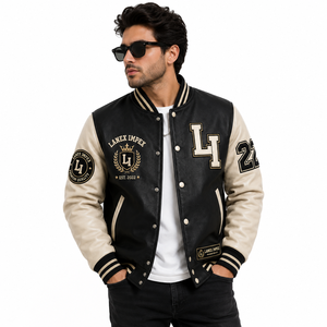 Custom OEM Varsity Letterman Jacket Men Leather Baseball College Jacket Embroidered Chenille Patch Bomber Jacket Bulk Wholesale - Product Image 2