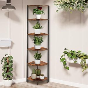 Porte-plantes en métal industriel rustique à trois niveaux - Étagère d'angle pour la maison et le bureau - Product Image 2