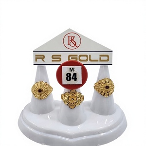 แหวนทองคำแท้ 22k สำหรับผู้หญิง ดีไซน์ลายดอกไม้แบบดั้งเดิม แหวนทองคำแท้ลายฉลุหรูหรา เครื่องประดับเจ้าสาวงานแต่งงาน - Product Image 1