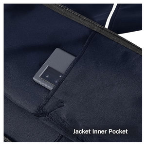 Ensemble de survêtement bleu marine à capuche pour homme, manches longues, fermeture éclair, décontracté, pour l'automne, couleur unie, respirant, coupe régulière, polyester - Product Image 6