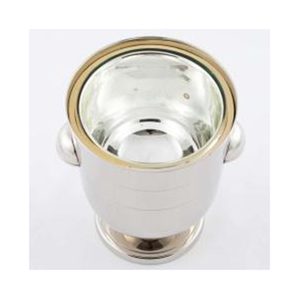 Seau à glace en métal nickelé de style Mid-Century Modern avec couvercle élégant à finition en forme de spirale et doublure intérieure, idéal pour les fêtes et les mariages - Product Image 3