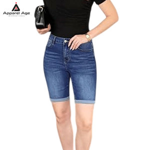 Shorts Bermuda de Mezclilla para Mujer, Color Sólido, con Bolsillos Laterales, Transpirables y Ligeros - Product Image 5