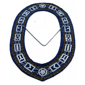 Collar Masónico de Maestro Masón con Cadena Plateada y Pedrería, Collar Azul de Alta Calidad Hecho a Medida con Tela de Terciopelo y Cadena Personalizada - Product Image 6
