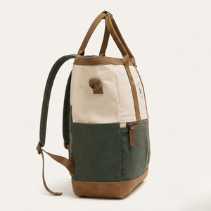 Jute Tote Backpack Eco Friendly Convertible Large Capacity Olive Green Cream Shoulder <b>Bag</b> Reusable Travel Outdoor Daypack Top - Product Image 3