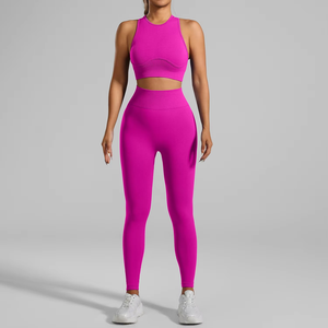 Conjunto de Yoga para Mujer al por Mayor de Calidad Premium con Logotipo Personalizado, Ropa Deportiva Elástica de Spandex/Nylon para Gimnasio, Conjunto Sólido para Entrenamiento - Product Image 4