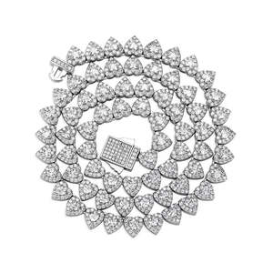 VVS Moissanite Heart Tennis Chain 925 Sterling <b>Silver</b> Rhodium Plated Iced Out Halo Link <b>Choker</b> Necklace Hip Hop Unisex Jewelry - Product Image 2