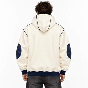 Sudadera con Capucha Oversize para Hombre, Estilo Vintage Streetwear, con Ribete en Contraste y Parche en el Codo, Logotipo Personalizado, Fabricante de Ropa al por Mayor - Product Image 2