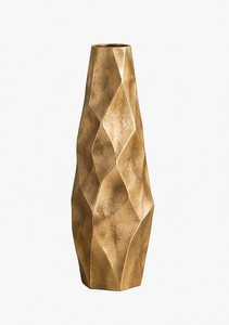 Vase contemporain en or métallique, design géométrique à facettes unique, grand pot à fleurs pour la décoration intérieure du salon, approvisionnement en gros - Product Image 2