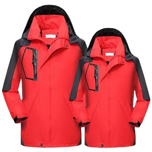 Men Mountaineering <b>Jacket</b> Waterproof Windproof Hooded Outdoor Hiking Climbing Detachable Hood Coat Red <b>Black</b> - Product Image 4