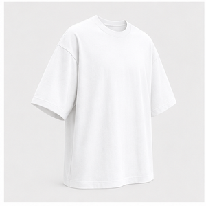 Camiseta de Manga Corta para Hombre, Corte Recto, Algodón Peinado Blanco Óptico Personalizado, Talla Grande, Cuello Redondo, MTS-OVR-0002 - Product Image 4