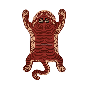 Handmade Wool <b>Tibetan</b> <b>Tiger</b> <b>Rug</b> 3X5 Red Low Pile Hallway Pattern Wholesale Jaipur India - Product Image 2
