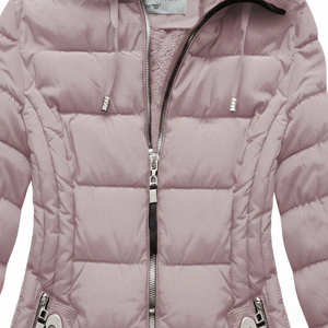 Blouson d'hiver pour femme, personnalisé, brillant, tricoté, respirant, imperméable, coupe-vent, à capuche, style bomber, en nylon, OEM/ODM - Product Image 6