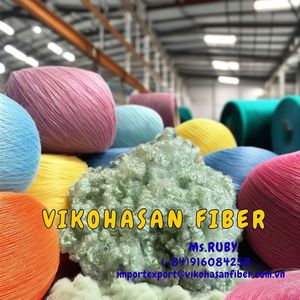 วัสดุใยสังเคราะห์ Vikohasan GRS Staple Fiber โพลีเอสเตอร์รีไซเคิล 100% 15D ลายดิบ 7D ละเอียด 32/ 38/ 51/ 64/ 76 มม. สีเขียว HC วัสดุสำหรับบรรจุ - Product Image 6