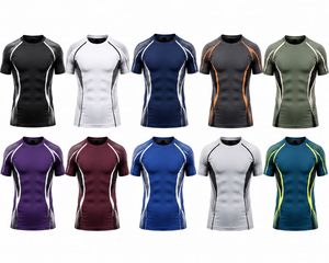 Camiseta Deportiva de Compresión de Manga Corta Azul Marino para Hombre, de Secado Rápido, Corte Ajustado, Cuello Redondo, Tejido de Punto, Color Sólido, 180g, Transpirable - Product Image 6