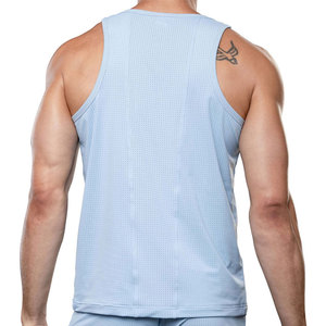 Camiseta deportiva sin mangas de malla elástica de yoga, tejido de alta calidad, 220 g/m², para gimnasio, ropa deportiva, atlética. - Product Image 3
