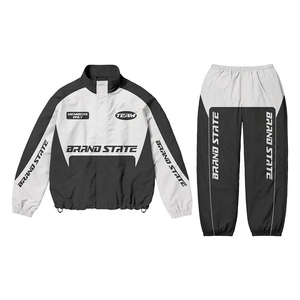 <b>Men</b>’s Retro Color Block Tracksuit Set Windbreaker <b>Jacket</b> and Jogger Pants Casual Streetwear Sportswear Outfit - Product Image 2