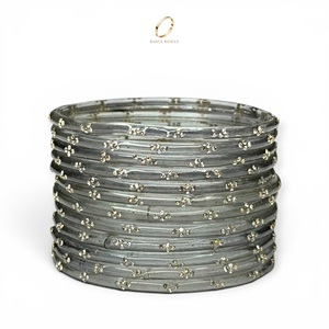 Brazaletes de boda chapados en oro con diseño de gota de lluvia, estilo Kashmiri gris transparente con apariencia de diamante, detalles de cristal, para mujer, de alta calidad. - Product Image 4