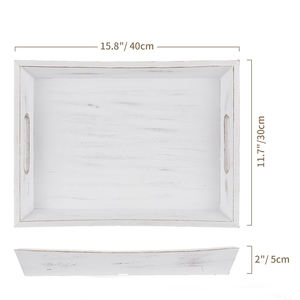 Bandeja rectangular de MDF con asas recortadas Bandeja rústica decorativa para servir en la mesa de centro Sofá otomano Configuración de cocina o sofá - Product Image 3