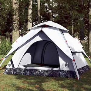 Tente de camping en tissu occultant blanc à démontage rapide pour 4 personnes, style dôme - Product Image 1