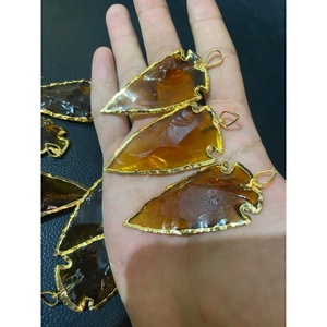 Brown Colour Electroplated Handmade Gemstone Arrowhead Figurine Fashion Trends Colourful Unisex <b>Mascot</b> Theme - Product Image 2