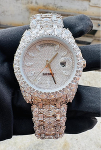 Luxury Iced Out Day Hip Hop Date High Quality Marquise Cut Diamonds Round Automatic <b>Mechanical</b> Full Bling Vintage <b>Watch</b> for Men - Product Image 6