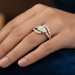 Nouvelle conception de bague en or avec diamants en forme de feuille, bijoux tendance pour cadeau - Product Image 6