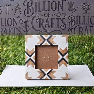 Modern <b>Wooden</b> Photo <b>Frame</b> Rectangular Handmade Decorative Tabletop Display Vertical <b>Picture</b> <b>Frame</b> with Geometric Pattern - Product Image 2
