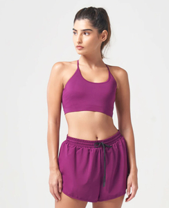 FASMIC INTERNATIONAL Short de sport violet pour femme, taille élastique avec cordon de serrage, tricoté, respirant, séchage rapide, en coton, coupe classique - Product Image 2