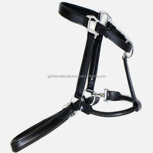 Licou en cuir rembourré durable entièrement réglable dans toutes les tailles personnalisées avec du matériel en laiton nickelé robuste - Product Image 3