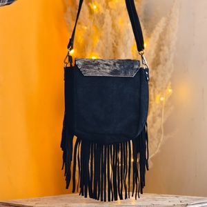 Sac bandoulière en cuir véritable fait main, style western, avec franges longues, pour femme, portable, pour transport dissimulé - Product Image 3