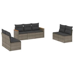 Ensemble de canapés de jardin en rotin PE gris D0100X3M4RJ, 7 pièces, mobilier d'extérieur contemporain, cadre en acier résistant aux intempéries - Product Image 4