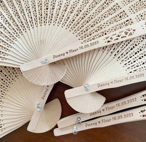 Customized Rustic Sandalwood Indian Hand Folding Fans for Indoor Use for Summer Wedding Bridal Showers Beach Weddings Home <b>Decor</b> - Product Image 6