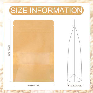 Sacs de conservation alimentaire réutilisables en papier kraft 4 x 6 pouces avec fenêtre transparente, thermoscellables et autoportants - Product Image 2
