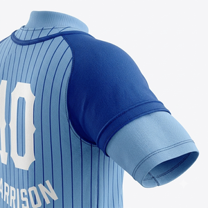Ensemble d'uniformes de baseball personnalisés pour hommes, maillot rayé bleu, pantalon blanc, manches longues, polyester respirant, toutes saisons, taille adulte - Product Image 4