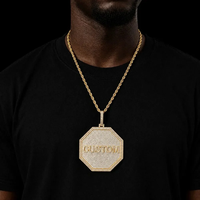 Collier personnalisé en moissanite avec pendentif lettre, breloque en argent, ton blanc, ton jaune, ton rose, accessoire de mode, bijoux de luxe, hip hop