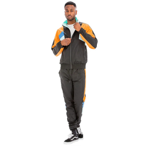 Survêtement pour homme à blocs de couleur, manches longues, fermeture éclair sur le devant, sportif, coupe classique, polyester respirant, poches latérales - Product Image 3