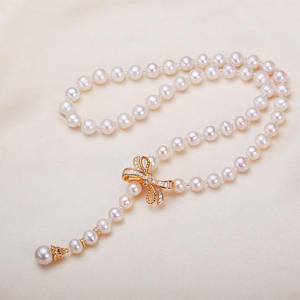 Collar de Perlas de Agua Dulce de 8mm de Zhuji para Mujer, Cierre de Mariposa, Ideal para el Día de la Madre - Product Image 3