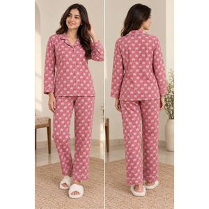 Ensemble de pyjama pour femmes en coton 100% avec imprimé étoiles, vêtements de nuit doux et respirants en tricot, taille élastique, deux pièces, vêtements de détente - Product Image 2