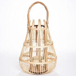 Stylish wood <b>lantern</b> rattan candle holder with handle highest quality sustainable light <b>lanterns</b> - Product Image 2
