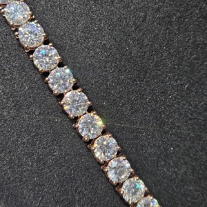 Collier tennis classique en argent sterling 925 plaqué or rose avec moissanite taillée, bijou de luxe pour mariage et fête, SARVA JEWELS - Product Image 3